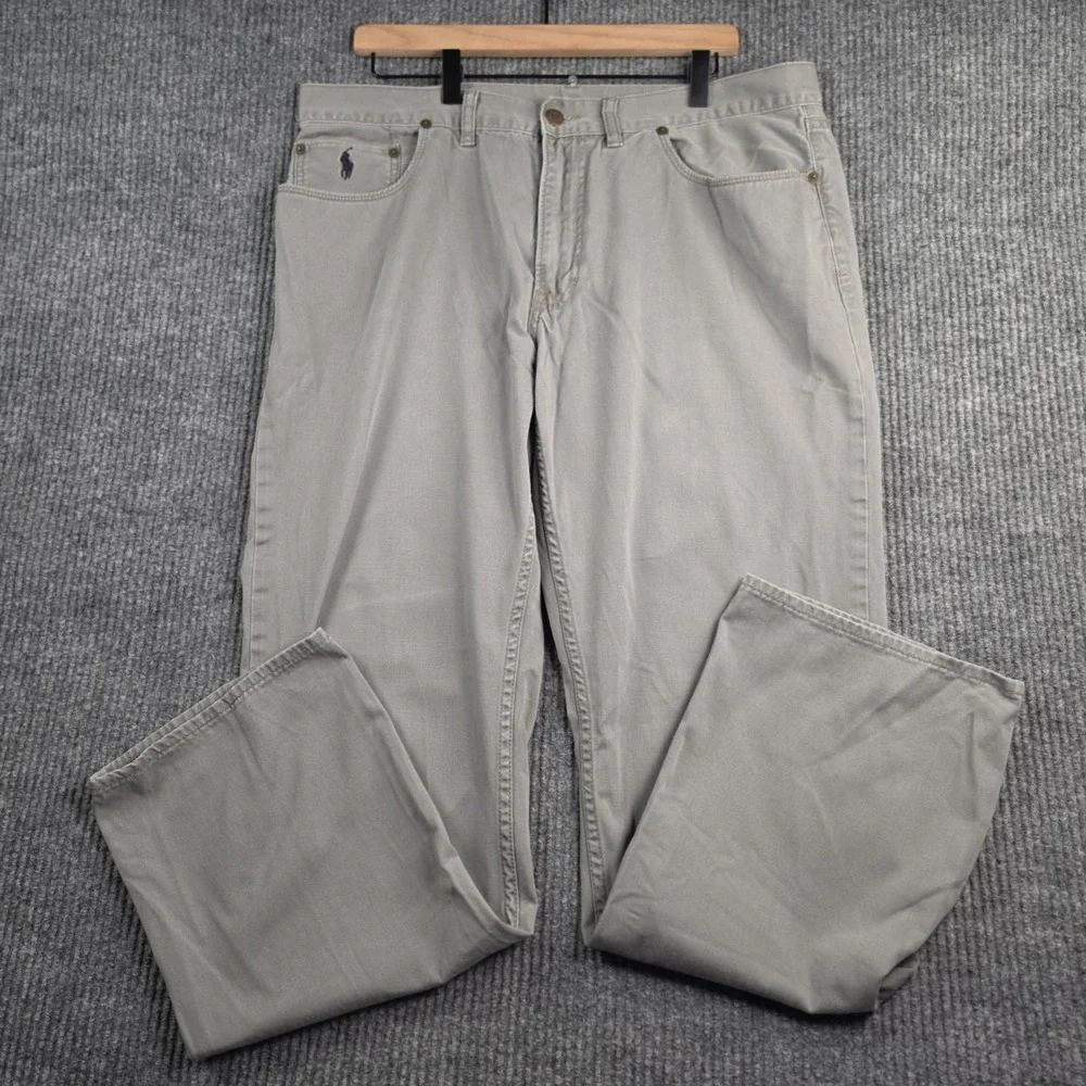 Polo Ralph Lauren Straight 650 Pants Mens 38x32 Gray Cotton Denim Style Y2K Gorp
